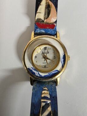 Jennie B Nautical Sailboat Watch - Blue, White, Gold